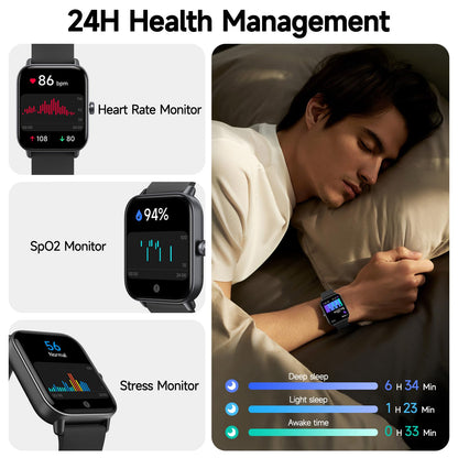 Smart Watch for Men Women (Answer/Make Call), Alexa Smartwatch Compatible with Android iOS, Fitness Tracker with Heart Rate SpO2 Sleep Monitor, 1.8'' HD DIY Dial Waterproof Watch with Bluetooth Call - Available at All In One Marketplace Canada