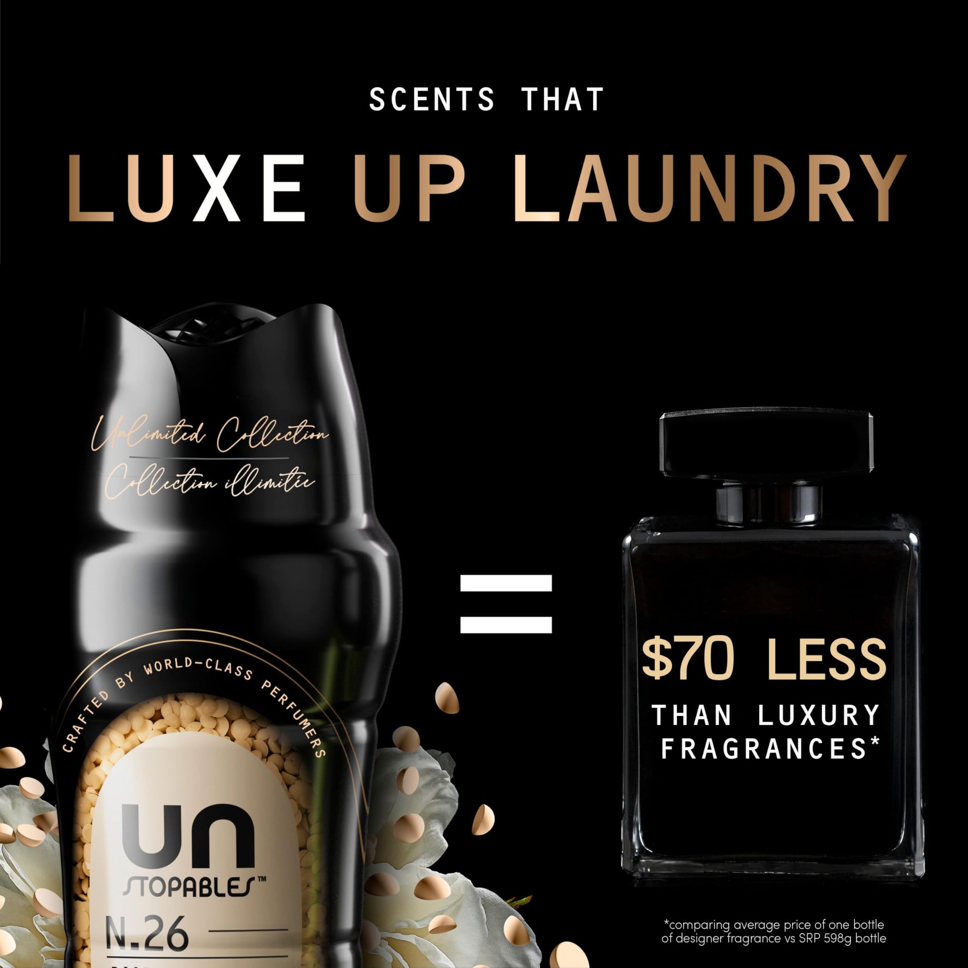 Downy Unstopables Unlimited Collection In-Wash Laundry Scent Booster Beads, No. 26, Fine Fragrance, Long-Lasting Fresh Scent Beads, 598 g