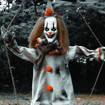 Haunted Hill Farm, clown animé Smalls de 140 cm sur balançoire, décoration d'Halloween pour intérieur ou extérieur couvert, fonctionne sur piles, décoration de fête