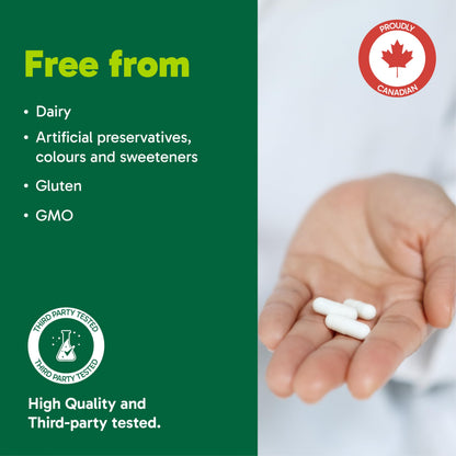Organika Canadian-Made Glycine - Proteinogenic Amino Acid - Aids Protein Synthesis, Collagen Formation, Joint and Muscle Health, Calming Effect - 120caps