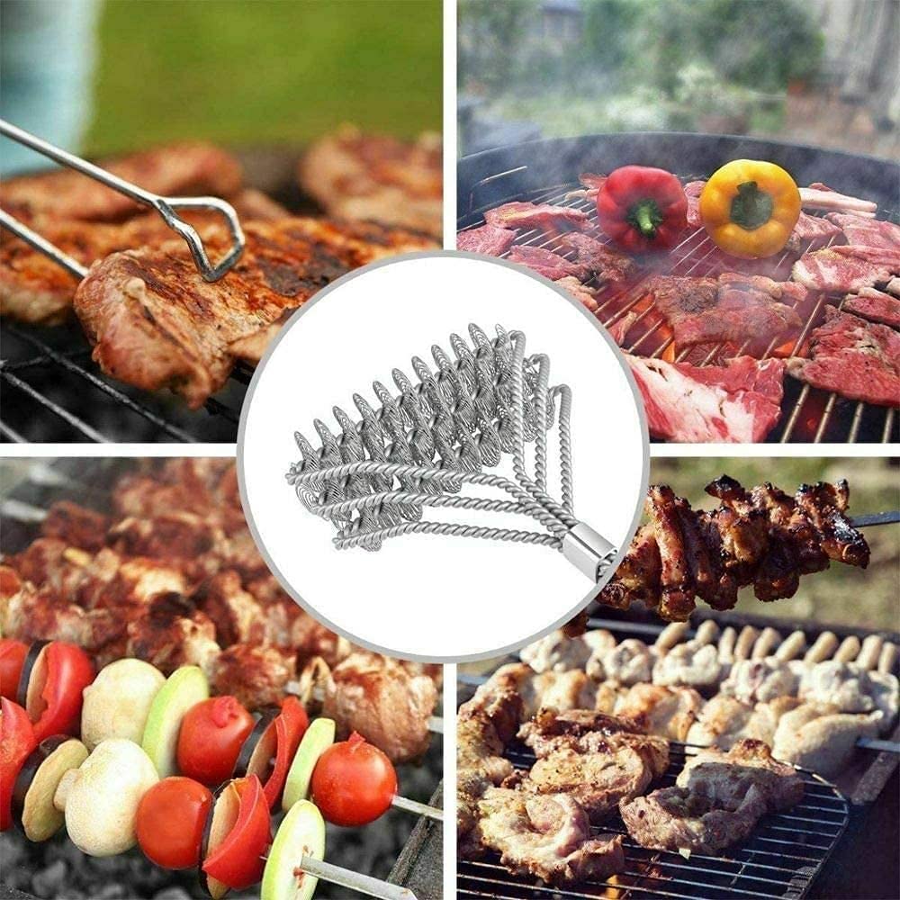 2 Pack BBQ Grill Brush, 18 inch BBQ Accessories, BBQ Cleaning Brush Safe Bristle Free BBQ Brush,100% Rust-Proof Stainless Steel- BBQ Grill Cleaner for Gas, Charcoal, Smoker, Porcelain, Infrared Grill - Available at All In One Marketplace Canada