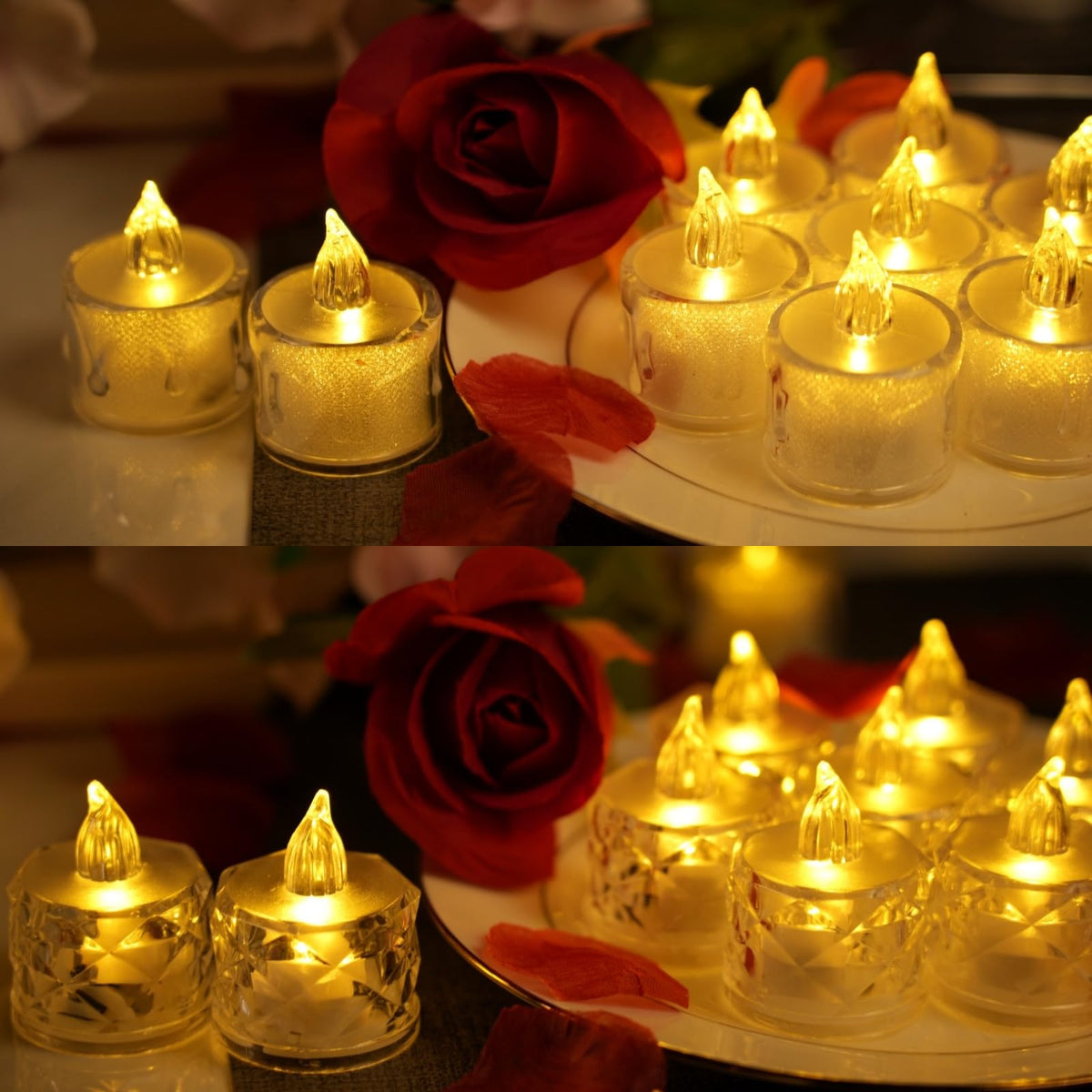 SupBri 24Pack Flameless Tea Lights Candles Battery Operated, Crystal Led Tealight Candles,Votive Candles Electric Fake Candles for Wedding Valentines Halloween Christmas 🍁 All In One Marketplace Canada