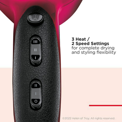 Revlon RVDR5191F Ionic Technology Ceramic Hair Dryer with Diffuser, Ionic, 3 Heat/2 Speed Settings, Powerful, Fast Drying, Less Frizz, Pink
