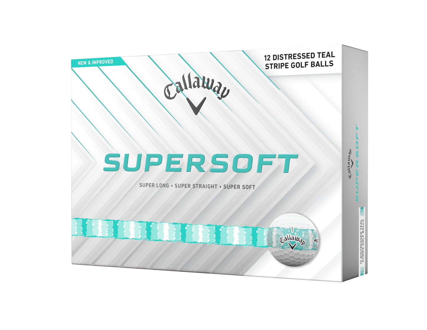 Balles de golf Callaway Supersoft (2025) (Teal à rayures vieillies)