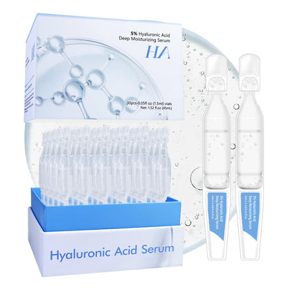 5% Hyaluronic Acid Serum Ultra Moisturizing & Elastic Skin - Wake Nature Perfection Hyaluronic Acid - Anti-Aging Serum for Face Single-Use Vials Skincare - Repair Sensitive Skin (1.5 ml)*30 - Available at All In One Marketplace Canada