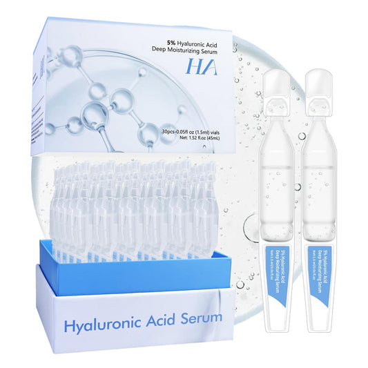 5% Hyaluronic Acid Serum Ultra Moisturizing & Elastic Skin - Wake Nature Perfection Hyaluronic Acid - Anti-Aging Serum for Face Single-Use Vials Skincare - Repair Sensitive Skin (1.5 ml)*30 - Available at All In One Marketplace Canada