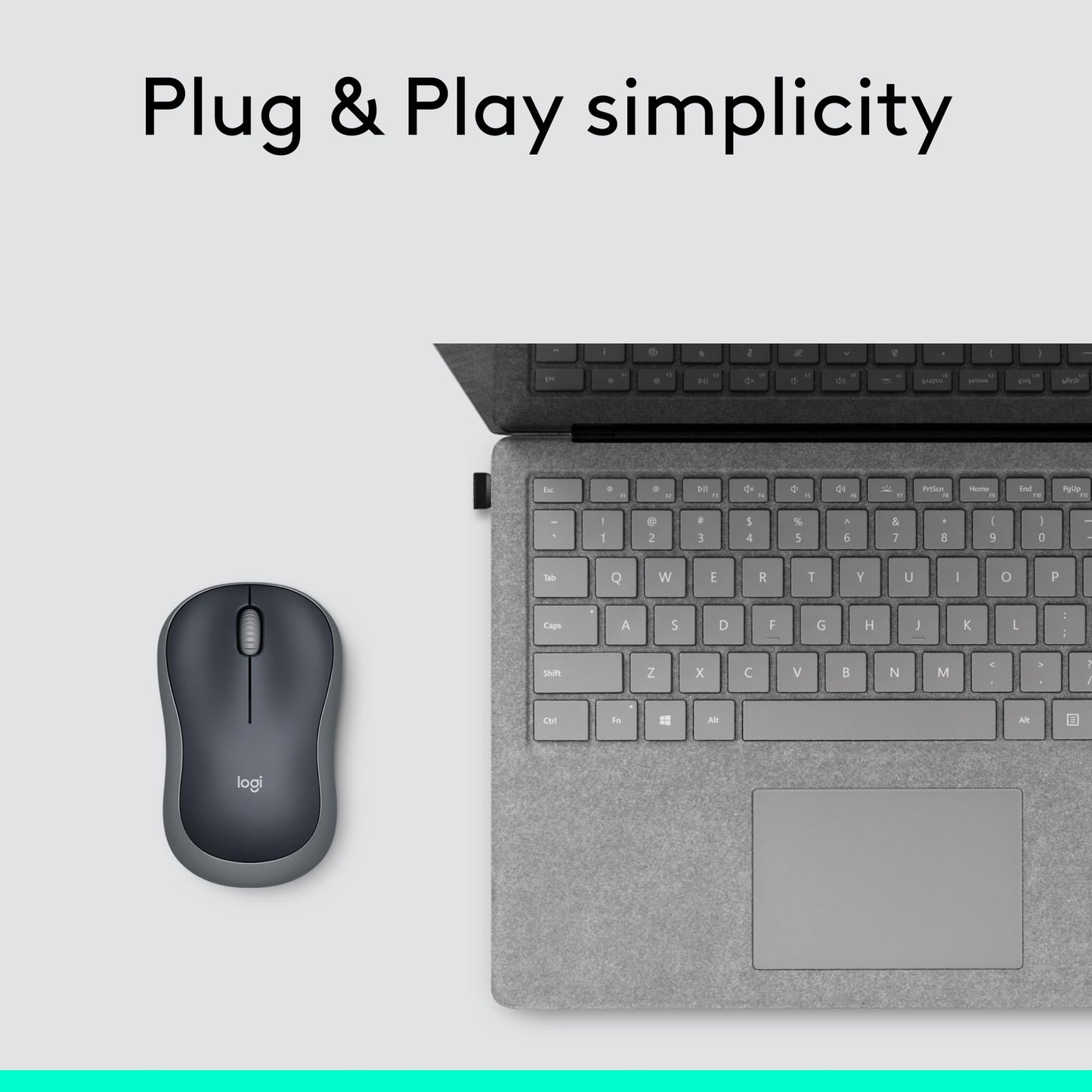 Logitech M185 Wireless Mouse, 2.4GHz with USB Mini Receiver, 12-Month Battery Life, 1000 DPI Optical Tracking, Ambidextrous, Compatible with PC, Mac, Laptop - Swift Grey - Available at All In One Marketplace Canada