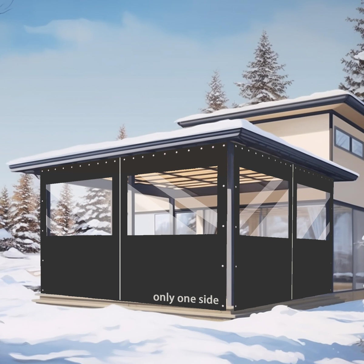 FoundGo 8(H) x12(W) ft Heavy Duty Vinyl Gazebo Curtain Replacement with Window,Privacy Gazebo Curtain Outdoor Waterproof Windproof and Snowproof in Winter for Garage,Pavilion,Balcony-Black-1pc 🍁 All In One Marketplace Canada