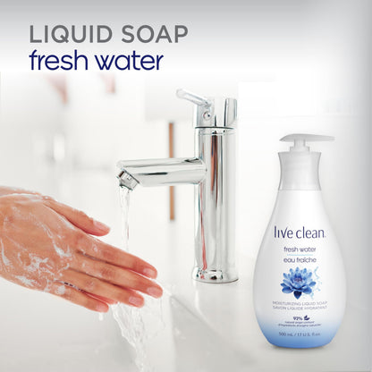 Live Clean Fresh Water Hydrating Liquid Hand Soap, 500 ml (Pack of 4)(Packaging may vary) - Available at All In One Marketplace Canada