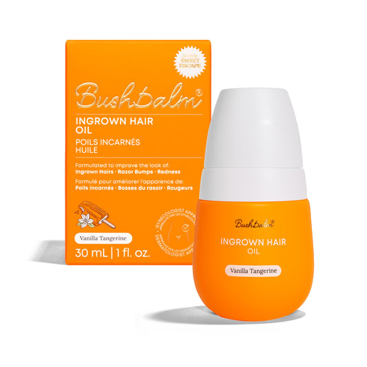 Bushbalm Ingrown Hair Oil - Helps Reduce, Repair Skin from Ingrown Hairs, Razor Bumps & Underarm Bumps - Soothe Skin from Post Shave Itchiness 30 ml - Vanilla Tangerine Oil - Formerly Sweet Escape