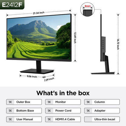 KOORUI 24 Inch Computer Monitor, 100Hz FHD, 99% sRGB, Low Blue Light