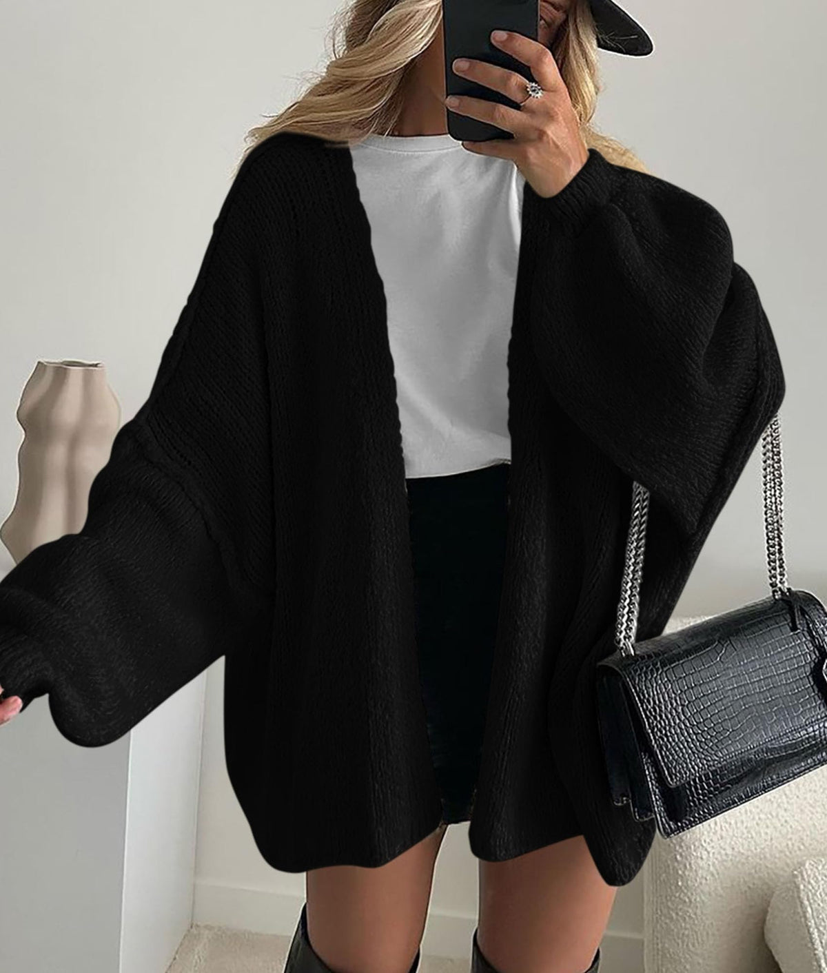 PRETTYGARDEN Womens Open Front Oversized Cardigan Sweaters Black 🍁 All In One Marketplace Canada