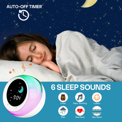 I.Code Sun & Moon Rise Kids Alarm Clock, Children's Sleep Trainer, Sleep Sound Machine, Wake Up Light & Night Light, Teach Kids Day & Night - Available at All In One Marketplace Canada