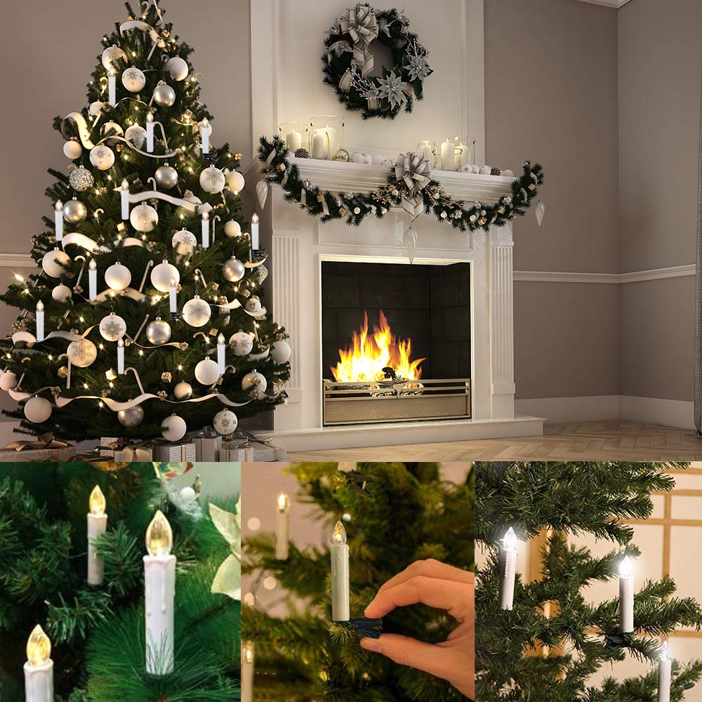 HANNAHONG 10 pcs LED Flamessless Taper Candles with Remote,Small Mini Flickering Wax,Battery Operated Window Clips Lights for Stick Candelabra,Wreath,Christmas Tree Decor 🍁 All In One Marketplace Canada