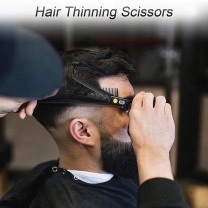 CIICII Hair Cutting Scissors Shears Kit, Professional Barber Haircut Scissors Set (6.7 Inch Hair Beard Hairdressing Trimming Haircutting Thinning Shears) for Men Women Hairdresser Home Salon (Black) - Available at All In One Marketplace Canada