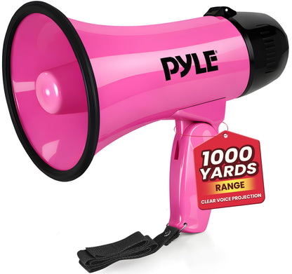 Pyle Megaphone with Siren – Loud Handheld Bullhorn with Voice Amplifier & Adjustable Volume – Portable PA System for Coaches, Cheerleading, Outdoor Events, and Emergency Use, 20W Pyle