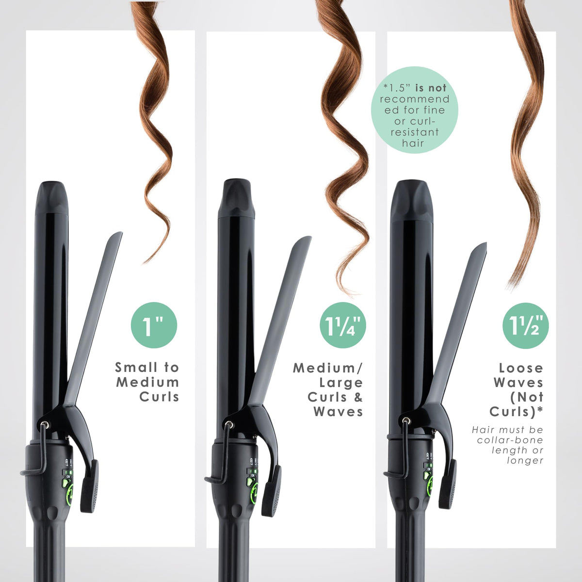 MINT X-Long 1.5 Inch Ceramic Ionic Curling Iron for Long Hair