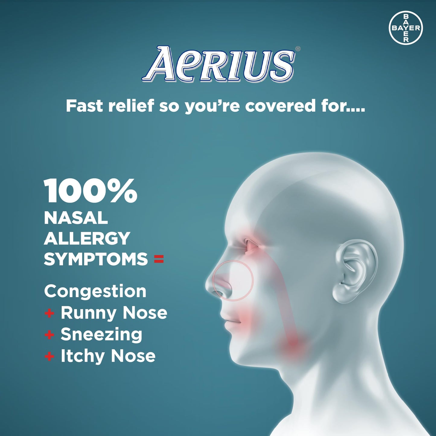 AERIUS Allergy Medicine, Fast Relief, 24-Hour, Non-Drowsy, 15 Symptoms, 24 Tablets - Available at All In One Marketplace Canada