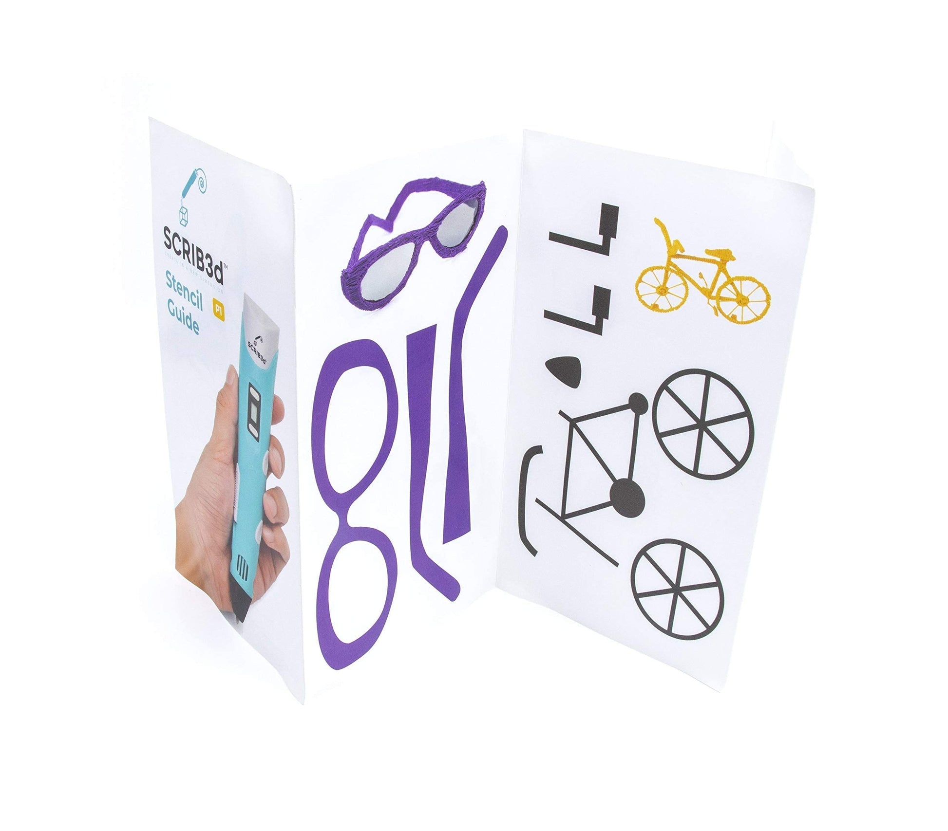 SCRIB3D P1 3D Printing Pen with Display - Includes 3D Pen, 3 Starter Colors of PLA Filament, Stencil Book + Project Guide, and Power Adapter - Available at All In One Marketplace Canada