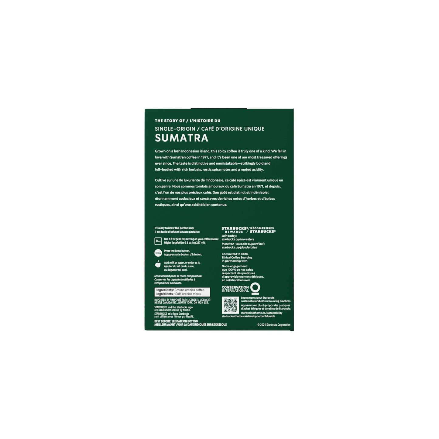 STARBUCKS Single Origin Sumatra Coffee, Keurig Pods, K-cups, 276 g Starbucks