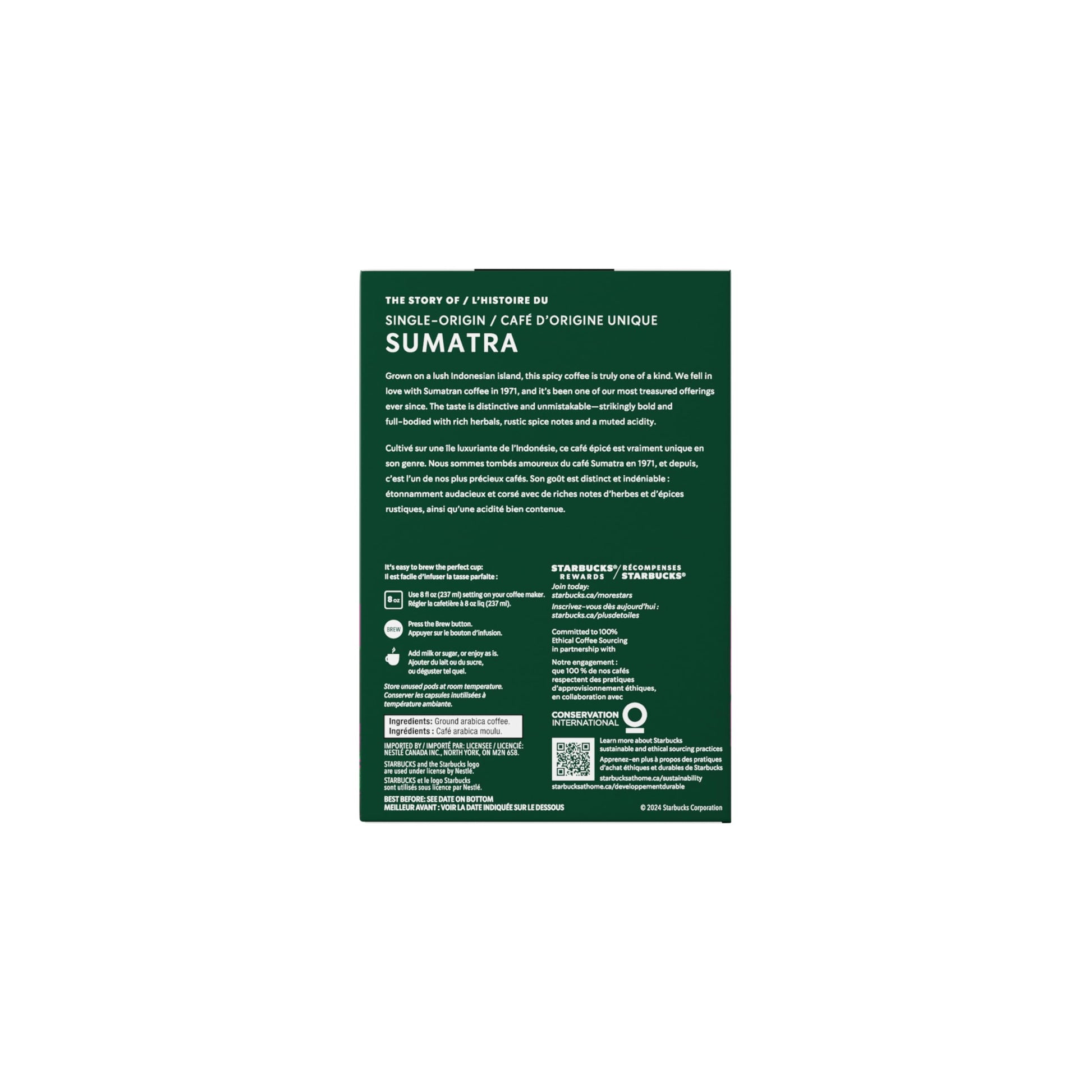 STARBUCKS Single Origin Sumatra Coffee, Keurig Pods, K-cups, 276 g Starbucks