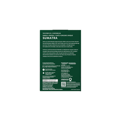STARBUCKS Single Origin Sumatra Coffee, Keurig Pods, K-cups, 276 g Starbucks