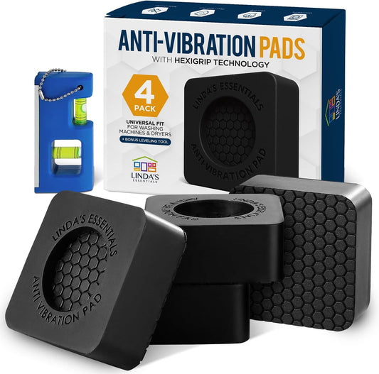 Anti Vibration Pads Washing Machine and Dryer (Set of 4) - Universal Washer Anti Vibration Pads with HexiGrip™ - Washing Machine Accessories & Leveling Pads - Vibration Dampening Mat