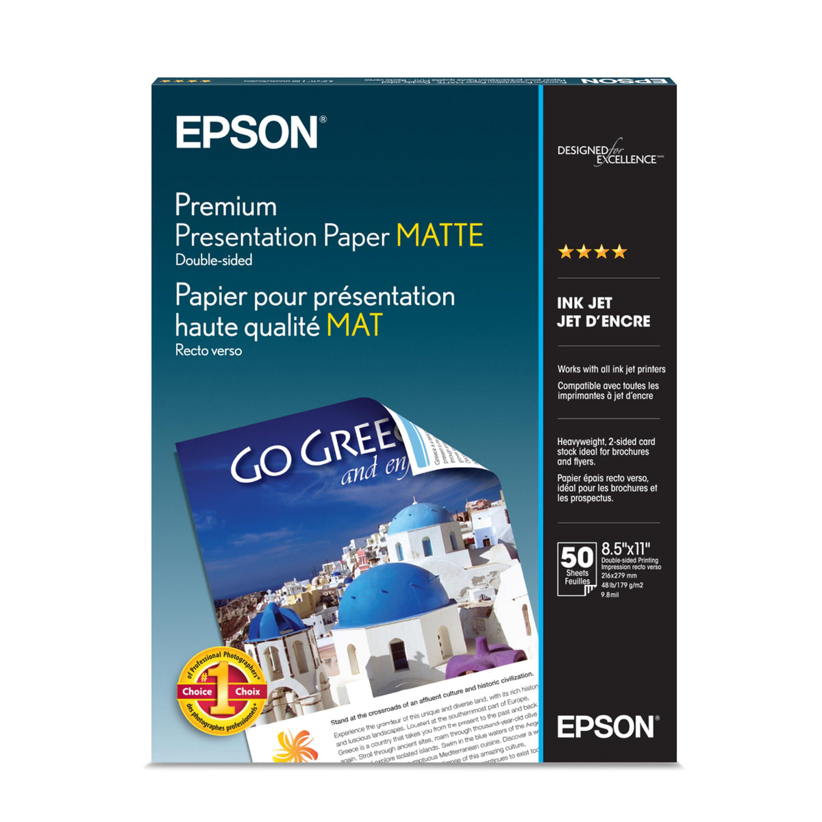 Epson Premium Presentation Paper Matte DoubleSided 8.5x11 50 Sheets S041568