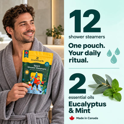 Zen & Hearth Sport Shower Steamers, 12 Pack Eucalyptus & Mint with Menthol 🍁 All In One Marketplace Canada