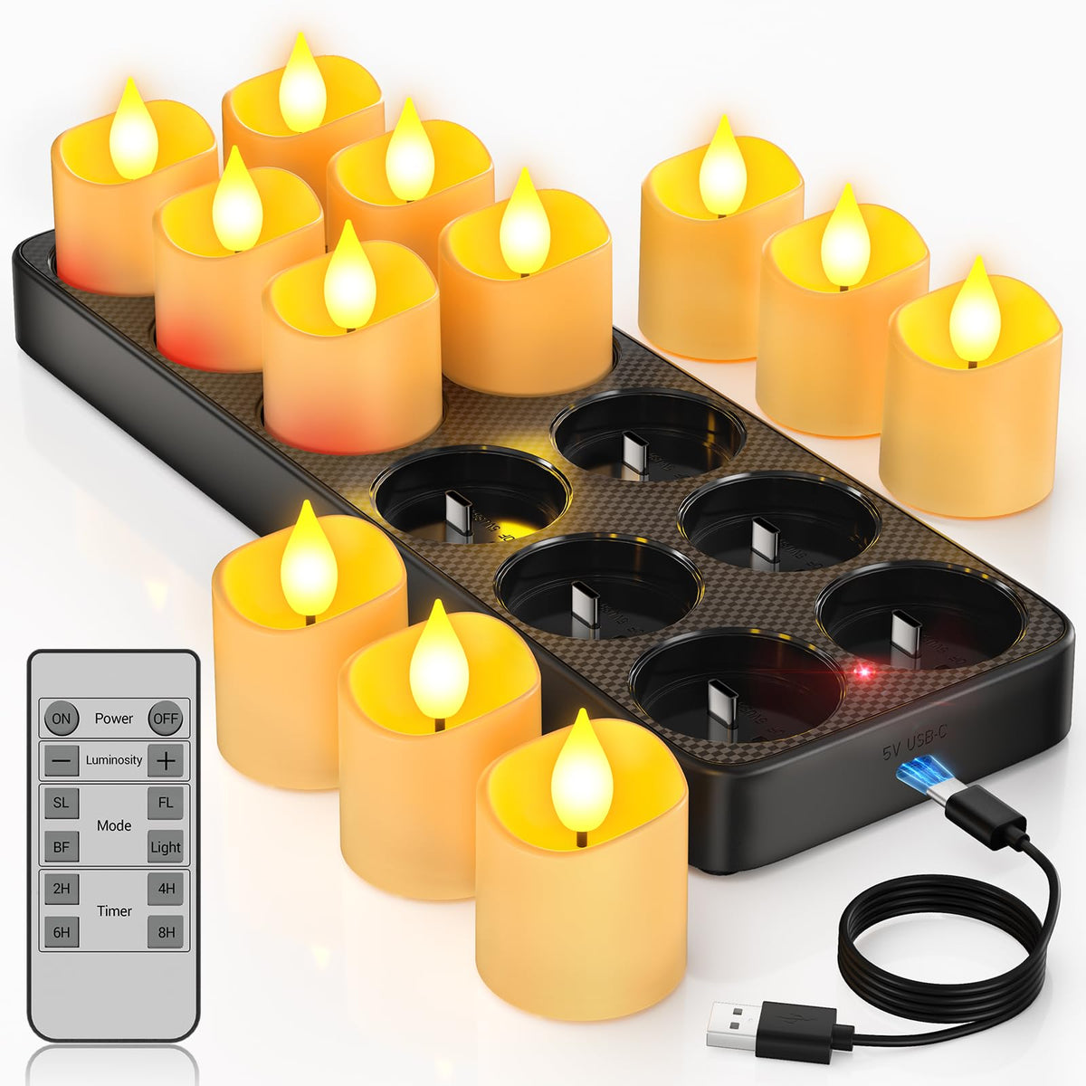 Yme Rechargeable Candles with Remote, 12PCS LED Tea Lights with Timer 🍁 All In One Marketplace Canada