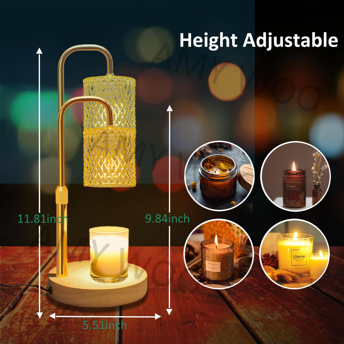 Candle Warmer Lamp with Timer Dimmer Adjustable Height, Christmas Gifts for Women Mom, Dimmable Wax Melter for Jar Candles, Home Decor Living Room Bedroom Decor 🍁 All In One Marketplace Canada