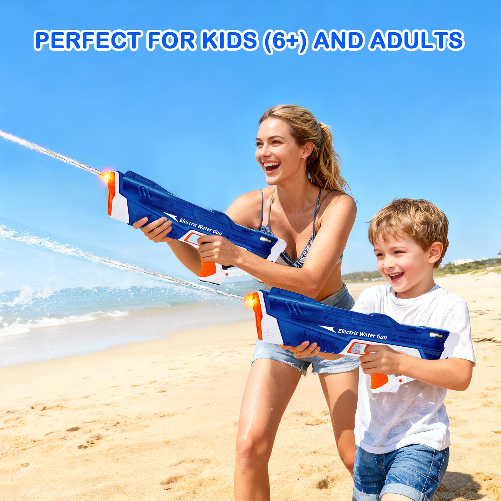 2Packs Electric Water Gun for Kids & Adults, Automatic Fill Up, Powerful Squirt Guns with 28-32 FT Long Range, Summer Outdoor Pool Beach Water Pistol/Blaster Toys