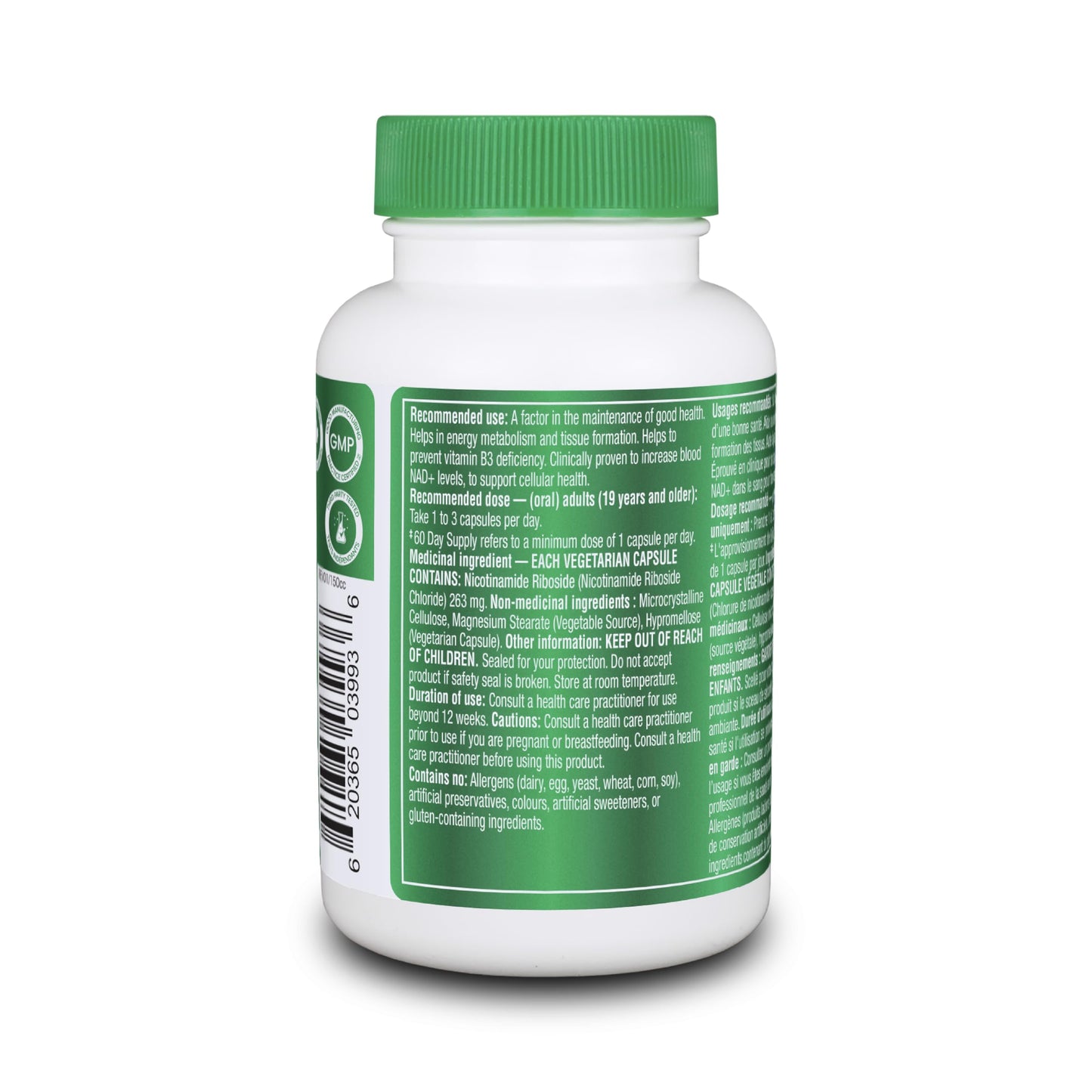 Organika Canadian-Made NAD+ Booster - NRC - for Energy Metabolism, Healthy Aging, Vitamin B3, and Cellular Health - 60vcaps, 60 Day Supply - Available at All In One Marketplace Canada