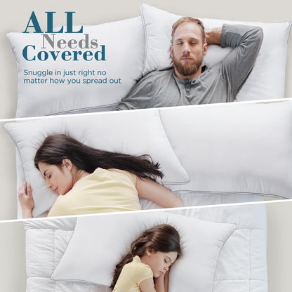 viewstar Bed Pillows Queen Size 2 Pack, Firm Support Gusseted Side Sleeper Hotel Pillow for Back and Stomach Sleeping, White - Available at All In One Marketplace Canada