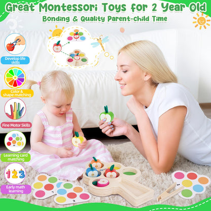 FCSONU Toddler Toys Montessori Toys for 1 2 3 Year Old|Clip Apple Matching 🍁 All In One Marketplace Canada