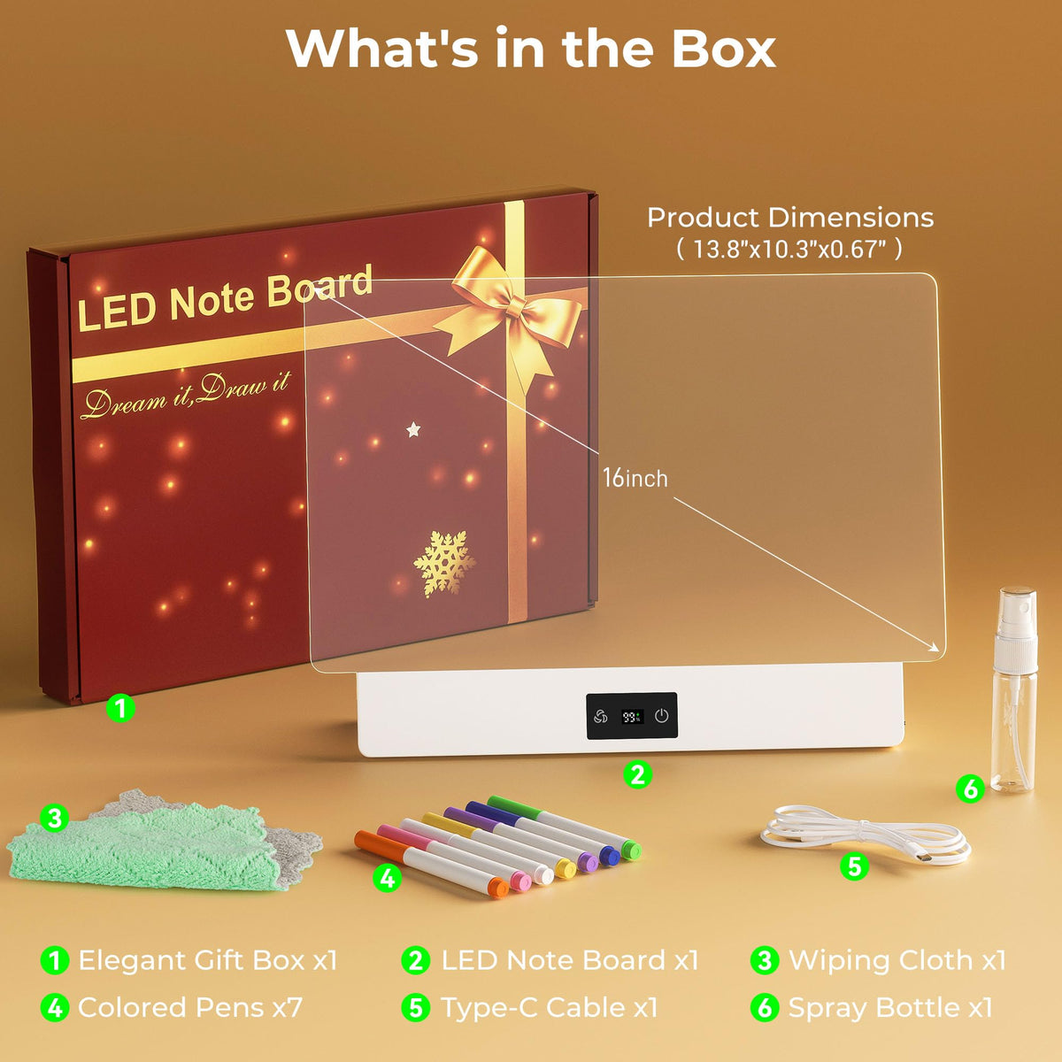 16 Inch Rechargeable LED Drawing Board for Kids, LED Note Board with Colors 🍁 All In One Marketplace Canada