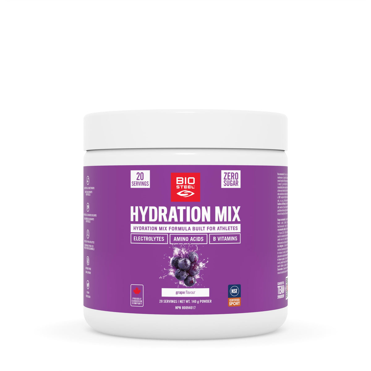 BioSteel Electrolyte Hydration Mix, Grape, 20 Servings