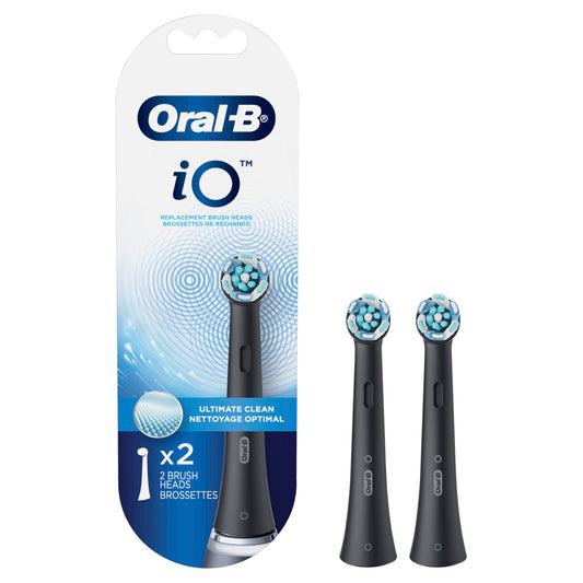 Oral-B iO Genuine Ultimate Clean Replacement Brush Heads, Black, 2ct Refills, 6 Month Supply, Compatible Exclusively with Oral-B iO Electric Toothbrushes, Not Compatible with any Other Series Including: Pro, Vitality, Smart, or Genius