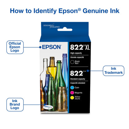 Epson 822 Genuine Ink Cartridge XL Black and Standard Color Combo Pack Epson