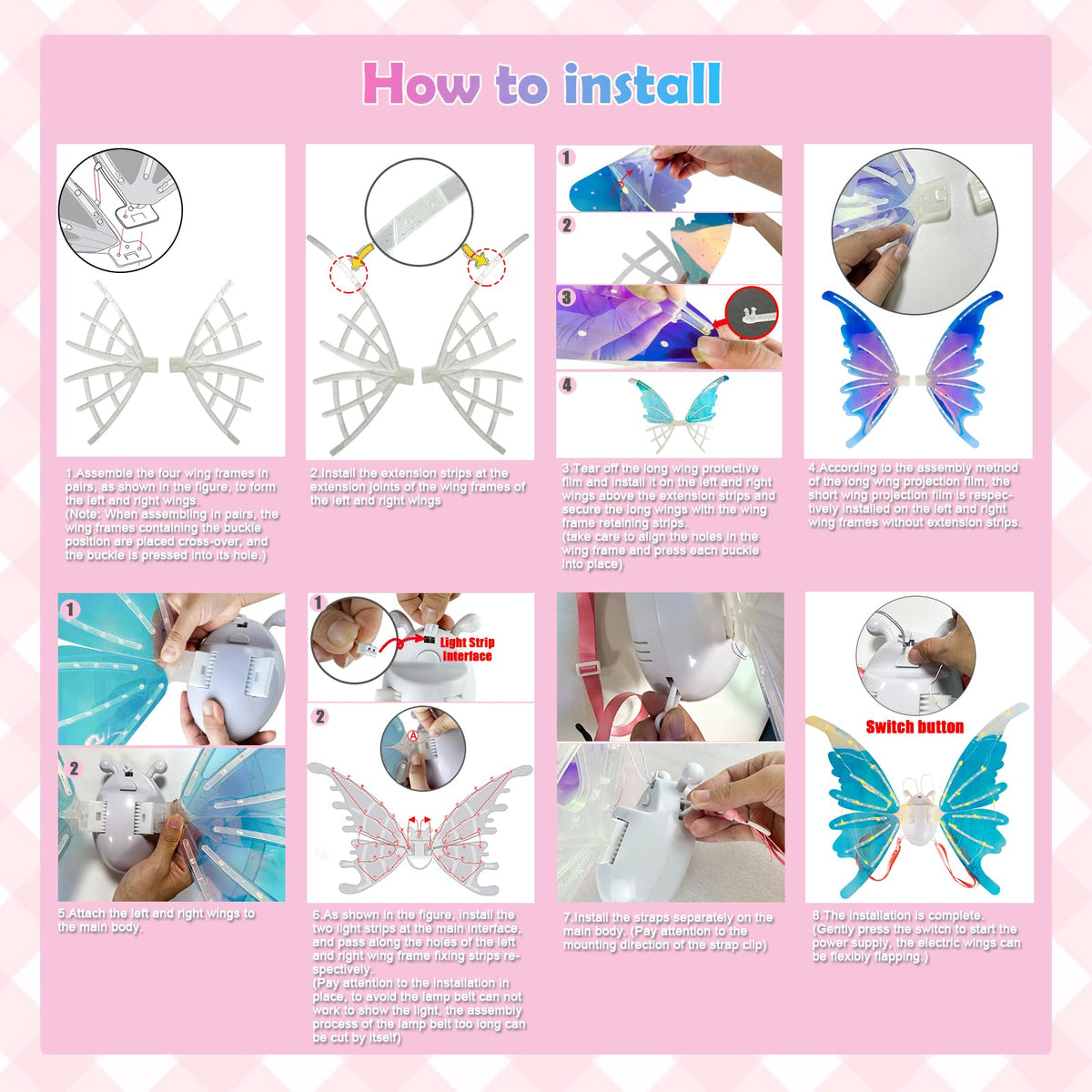 Foggizo Electric Butterfly Wings for Girls, Light Up Fairy Toy Wings with Lights, as Halloween Birthday Christmas Party Gift 🍁 All In One Marketplace Canada