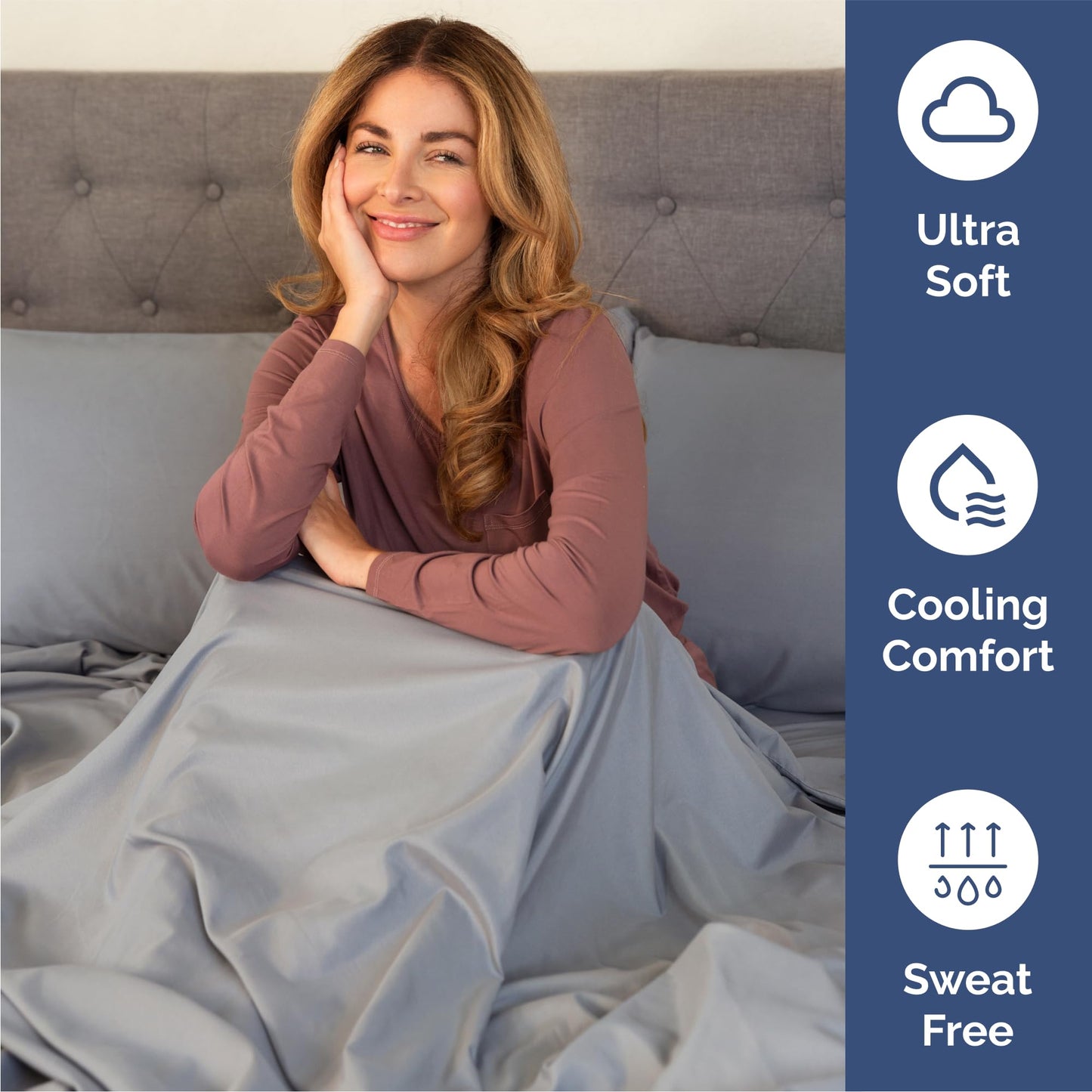 Queen Size 4 Piece Sheet Set - Comfy Breathable & Cooling Sheets - Hotel Luxury Bed Sheets for Women & Men - Deep Pockets, Easy-Fit, Soft & Wrinkle Free Sheets - Steel Blue Oeko-Tex Bed Sheet Set