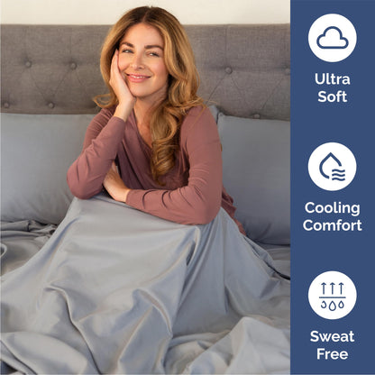 Queen Size 4 Piece Sheet Set - Comfy Breathable & Cooling Sheets - Hotel Luxury Bed Sheets for Women & Men - Deep Pockets, Easy-Fit, Soft & Wrinkle Free Sheets - Steel Blue Oeko-Tex Bed Sheet Set