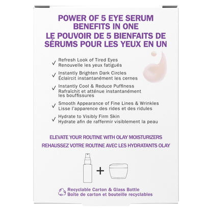Olay Super Eye Serum - Vitamin C, Caffeine, Niacinamide, Amino Peptide, Aloe Vera - Brightens Dark Circles, Anti-Wrinkle, Anti-Aging, Brightening, Smooths Fine Lines, Firming, Hydrating, 13 mL
