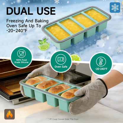 Tvmania 2-Pack Silicone Freezer Trays with Lids, 1 Cup, 4-Compartment 🍁 All In One Marketplace Canada