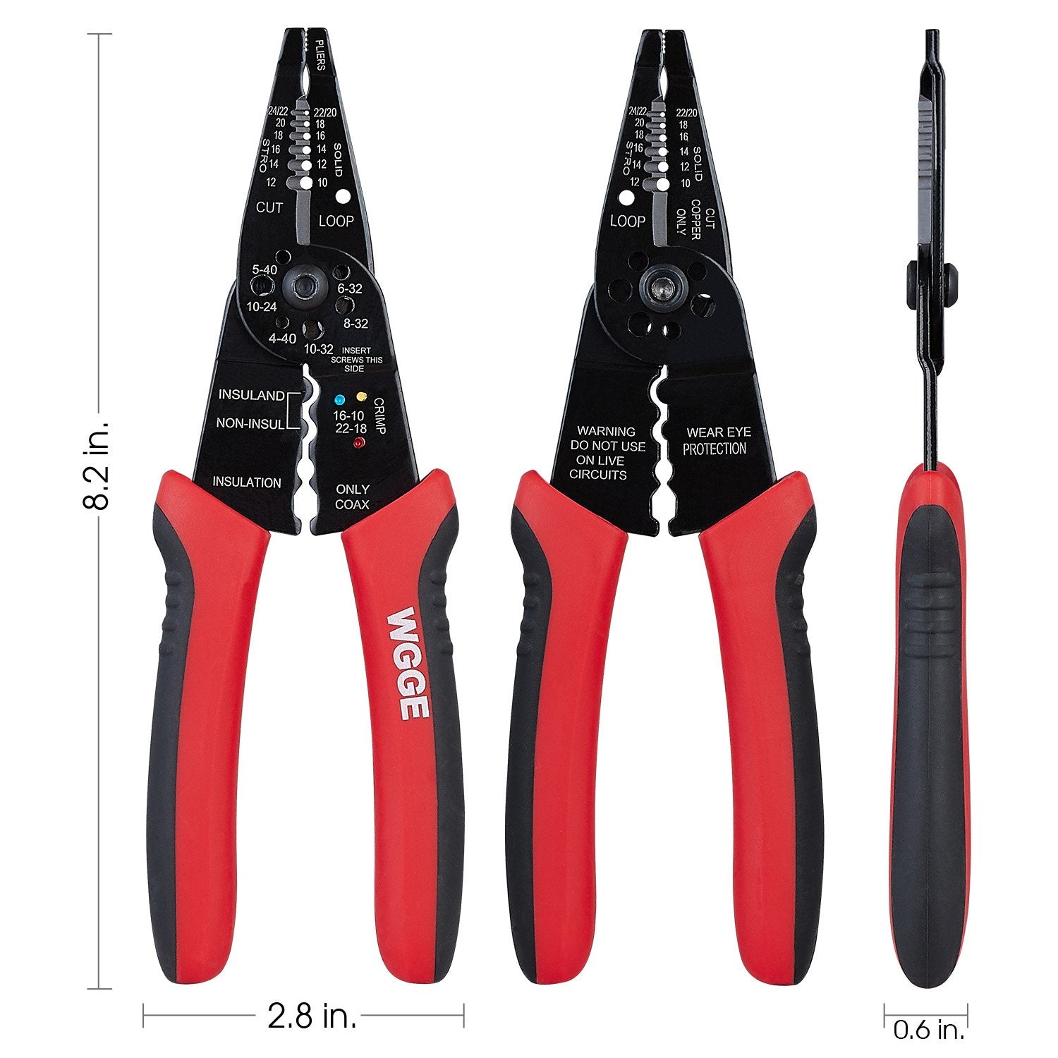 WGGE WG-015 Professional 8-inch Wire Stripper/Wire Crimping Tool, Wire Cutter, Wire Crimper, Cable Stripper, Wiring Tools and Multi-Function Hand Tool(ONLY Sold by W&G Global Electronics INC) - Available at All In One Marketplace Canada