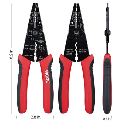 WGGE WG-015 Professional 8-inch Wire Stripper/Wire Crimping Tool, Wire Cutter, Wire Crimper, Cable Stripper, Wiring Tools and Multi-Function Hand Tool(ONLY Sold by W&G Global Electronics INC) - Available at All In One Marketplace Canada