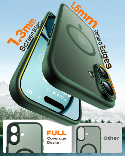 TOCOL for iPhone 17 Case, Full Camera Protection, Built-in Magnetic Ring, Compatible with Magsafe, Drop Protection, Translucent Matte Phone Case for iPhone 17 6.3 inch (Alpine Green)