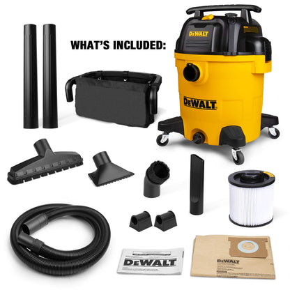 DEWALT 12 Gallon Poly Wet/Dry Vac, 5.5 HP Shop Vacuum Wet Vacuum Cleaner for Workshop, Jobsite, Commericial Area, Large Pick-Up Capacity, Yellow,DXV12P 🍁 All In One Marketplace Canada