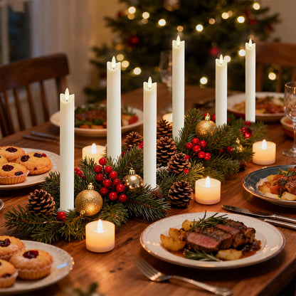 Tyawon Battery Operated Real Wax LED Flameless Taper Candles 10-Key Remote with Timer 9.4 inch Window Candles LED Flickering Warm Wick Christmas Home Wedding Decor (Pack of 6)-White 🍁 All In One Marketplace Canada