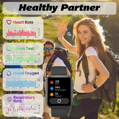 Smart Watch for Men Women with Bluetooth Call, Alexa Built-in, Heart Rate & Sleep Monitor, 1.83" DIY Dial Fitness Watch with 100+ Sport Modes, IP68 Waterproof, Compatible with Android iOS